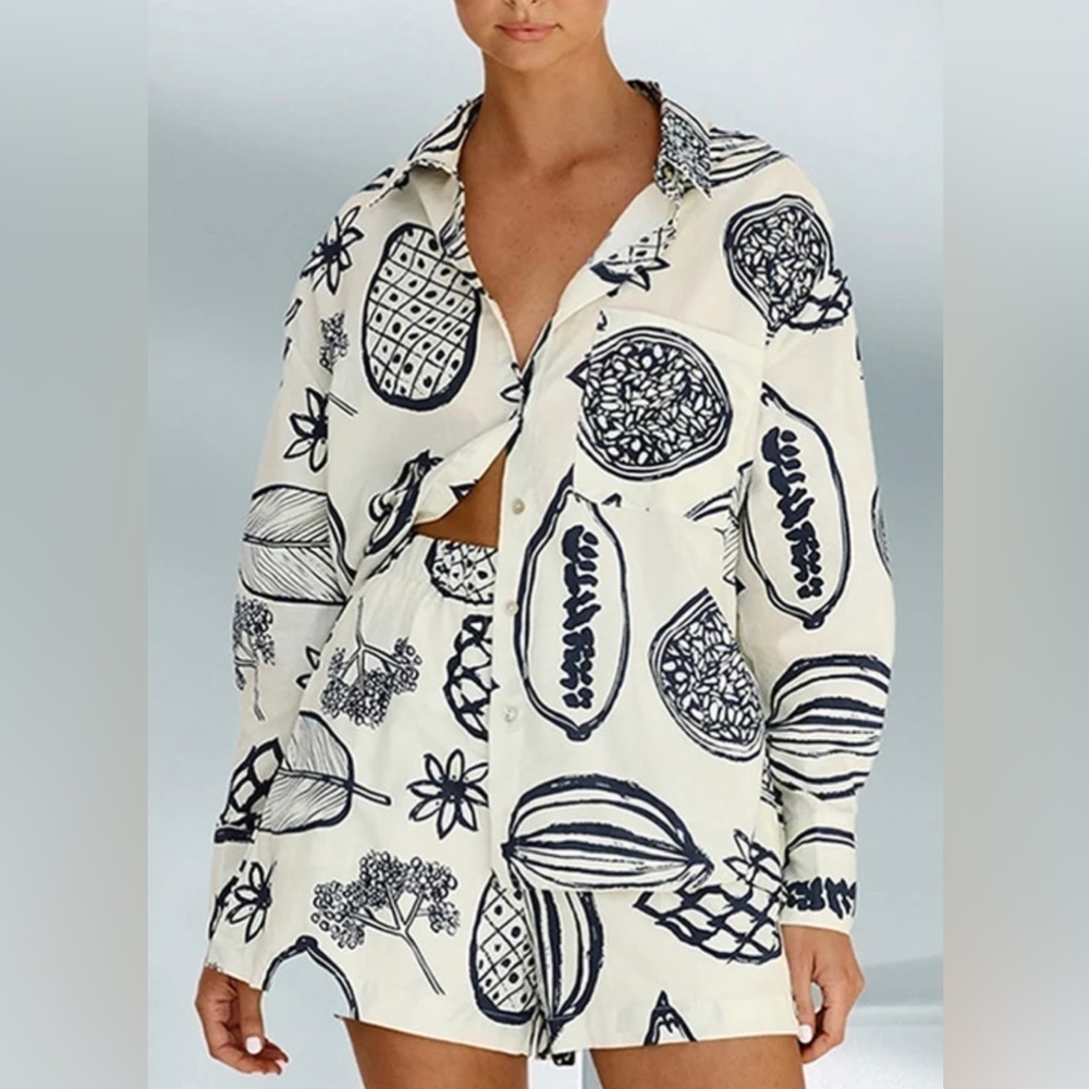 Caribbean Island Vibes Classy Oversized Shirt and Shorts Set Swimsuit Coverup